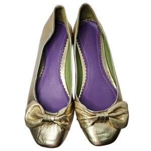 BAMBOO Gold Shiney Bow Flats